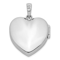Sterling Silver Rhodium-plated CZ Border 23mm Heart Locket view 4