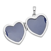 Sterling Silver Rhodium-plated CZ Border 23mm Heart Locket view 3