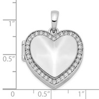 Sterling Silver Rhodium-plated CZ Border 23mm Heart Locket view 5