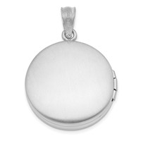 Sterling Silver Rhodium-plated Polished and Textured Pawprint 20mm Round Locket view 4