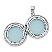 Sterling Silver Rhodium-plated Polished and Textured Pawprint 20mm Round Locket view 3