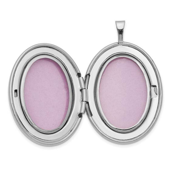 Sterling Silver Platinum-plated Oval Tree 26mm Locket