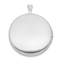 Sterling Silver Platinum-plated Polished Front Satin Back Tree Design 22mm Round Locket view 3