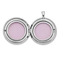 Sterling Silver Platinum-plated Polished Front Satin Back Tree Design 22mm Round Locket view 4