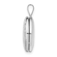 Sterling Silver Platinum-plated Polished Front Satin Back Tree Design 16mm Round Locket view 2