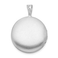 Sterling Silver Platinum-plated Polished Front Satin Back Tree Design 16mm Round Locket view 3