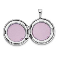 Sterling Silver Platinum-plated Polished Front Satin Back Tree Design 16mm Round Locket view 4