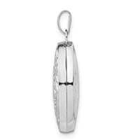 Sterling Silver Rhodium-plated Swirl Design Reversible Love You Always 21mm Oval Locket view 2