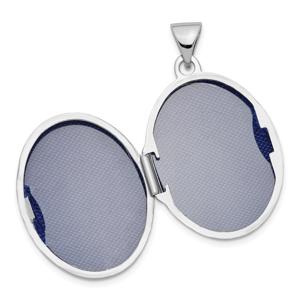 Sterling Silver Rhodium-plated 21mm Scroll Oval Love Always Locket (QLS925)