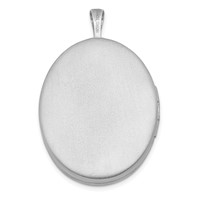 Sterling Silver Rhodium-plated Satin and Polished Pink and Green Enameled Roses Mom 26mm Oval Locket view 4