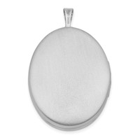 Sterling Silver Rhodium-plated Satin Diamond-cut Pink Enameled Flowers 26mm Oval Locket view 4