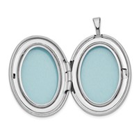 Sterling Silver Rhodium-plated Satin Diamond-cut Pink Enameled Flowers 26mm Oval Locket view 3