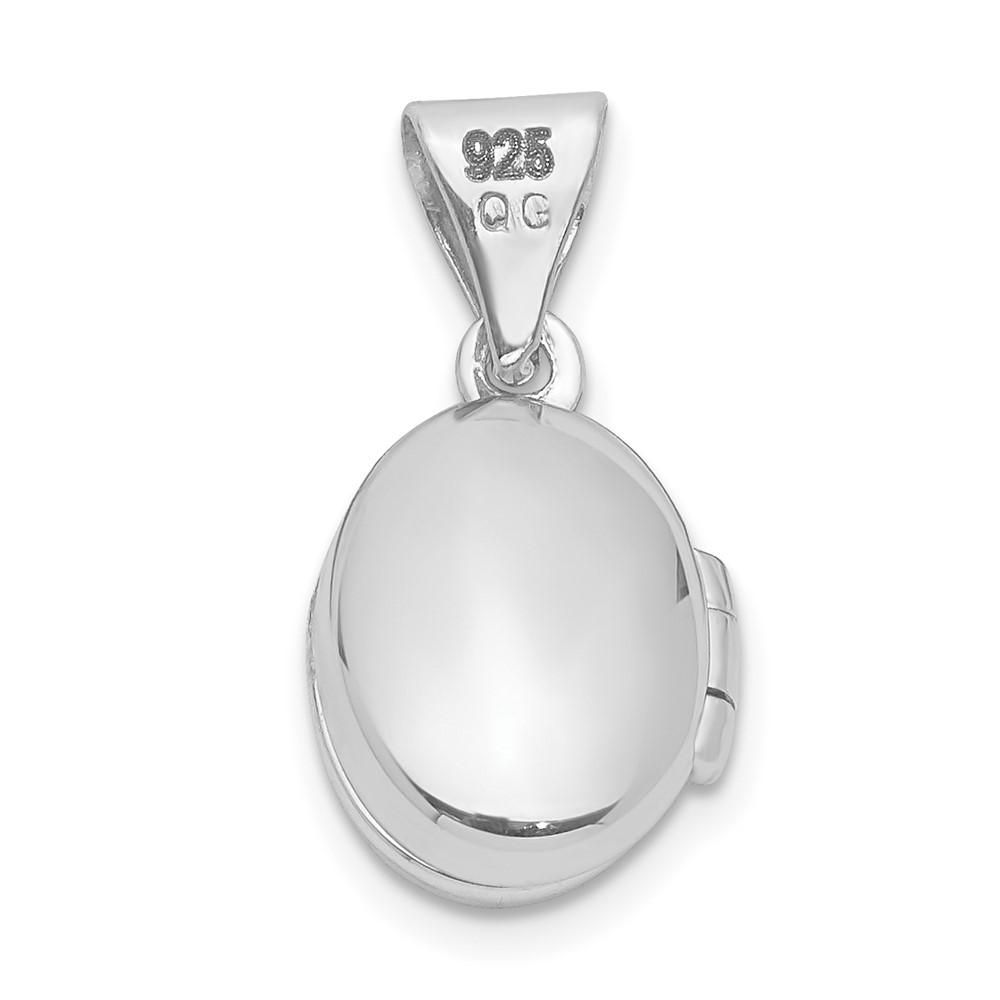 Sterling Silver Rhodium-plated 12mm Oval Locket (QLS929)