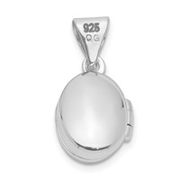 Sterling Silver Rhodium-plated Polished Domed 12mm Oval Locket view 4