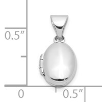 Sterling Silver Rhodium-plated Polished Domed 12mm Oval Locket view 5