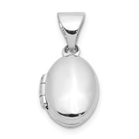 Sterling Silver Rhodium-plated Polished Domed 12mm Oval Locket view 1
