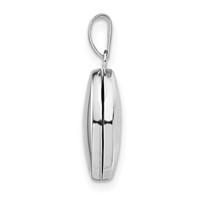 Sterling Silver Rhodium-plated Polished Domed 14mm Oval Locket view 2