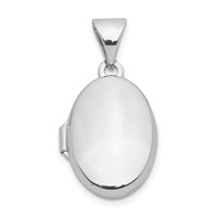 Sterling Silver Rhodium-plated Polished Domed 14mm Oval Locket view 3