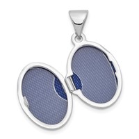 Sterling Silver Rhodium-plated Polished Domed 14mm Oval Locket view 4