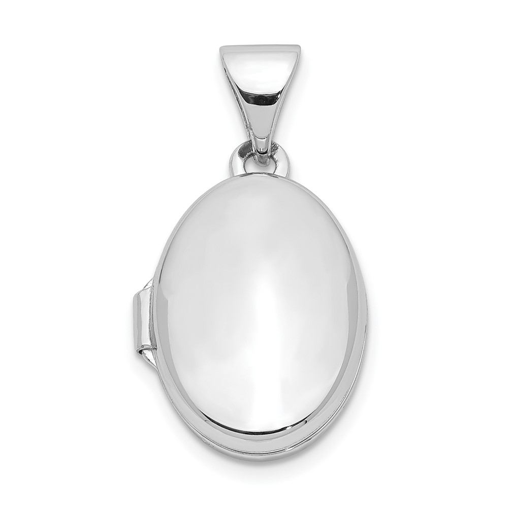 Sterling Silver Rhodium-plated Polished Domed 14mm Oval Locket