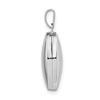 Sterling Silver Rhodium-plated Polished Domed 17mm Oval Locket view 2