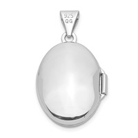 Sterling Silver Rhodium-plated Polished Domed 17mm Oval Locket view 3