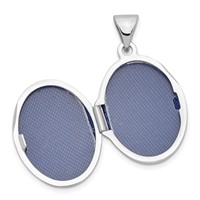 Sterling Silver Rhodium-plated Polished Domed 17mm Oval Locket view 4