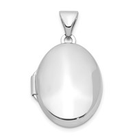 Sterling Silver Rhodium-plated Polished Domed 17mm Oval Locket view 1