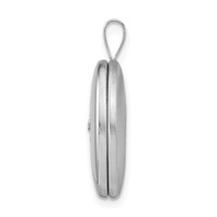 Sterling Silver Rhodium-plated Satin and Polished Diamond Heart 19mm Oval Locket view 2