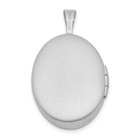 Sterling Silver Rhodium-plated Satin and Polished Diamond Heart 19mm Oval Locket view 3