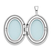 Sterling Silver Rhodium-plated Satin and Polished Diamond Heart 19mm Oval Locket view 4
