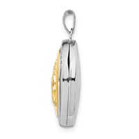 Sterling Silver Rhodium-plated with Yellow Rhodium Polished St. Christopher 23mm Oval Locket view 2
