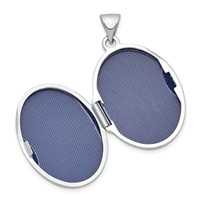 Sterling Silver Rhodium-plated with Yellow Rhodium Polished St. Christopher 23mm Oval Locket view 4