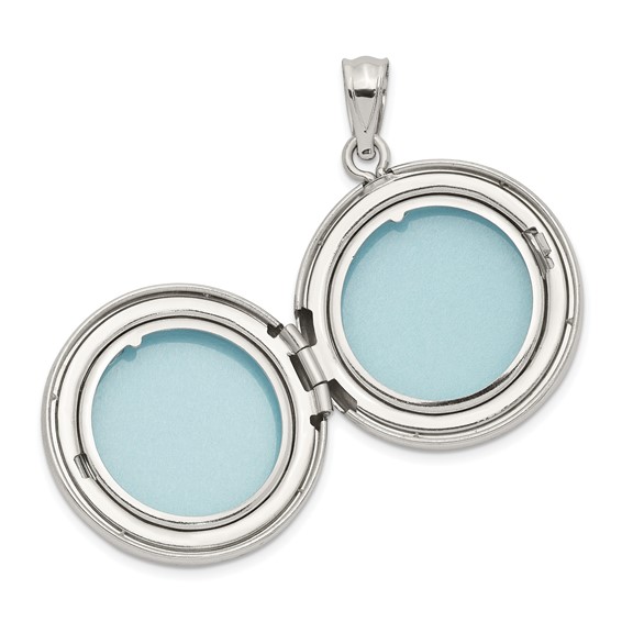 Sterling Silver 20mm Diamond Polished Saint Christopher Round Locket