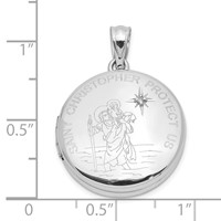 Sterling Silver 20mm Diamond Polished Saint Christopher Round Locket view 5