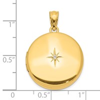 Sterling Silver 20mm Gold-plated Polished Diamond Accent Round Locket view 5