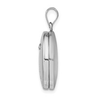 Sterling Silver 20mm Diamond Textured Polished Footprints Round Locket view 2