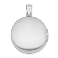 Sterling Silver 20mm Diamond Textured Polished Footprints Round Locket view 4