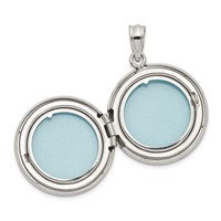 Sterling Silver 20mm Diamond Textured Polished Footprints Round Locket view 3