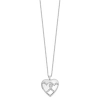 Diamond Fascination Diamond Mystique Sterling Silver Platinum-plated Diamond Double Heart Locket Necklace, 18" view 2