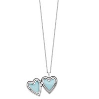 Diamond Fascination Diamond Mystique Sterling Silver Platinum-plated Diamond Double Heart Locket Necklace, 18" view 5