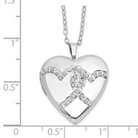 Diamond Fascination Diamond Mystique Sterling Silver Platinum-plated Diamond Double Heart Locket Necklace, 18" view 4