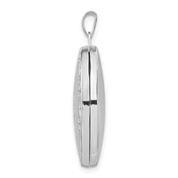 Sterling Silver Rhodium-plated Scroll Border 4-Photo 29mm Family Oval Locket view 2