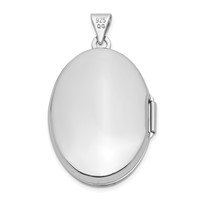 Sterling Silver Rhodium-plated Scroll Border 4-Photo 29mm Family Oval Locket view 4
