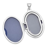 Sterling Silver Rhodium-plated Scroll Border 4-Photo 29mm Family Oval Locket view 3