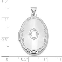 Sterling Silver Rhodium-plated Scroll Border 4-Photo 29mm Family Oval Locket view 5