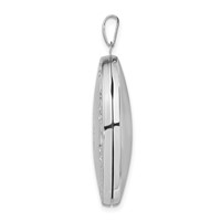 Sterling Silver Rhodium-plated Scroll Border 4-Photo 33mm Family Oval Locket view 2