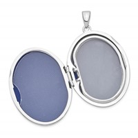 Sterling Silver Rhodium-plated Scroll Border 4-Photo 33mm Family Oval Locket view 3