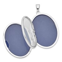 Sterling Silver Rhodium-plated Scroll Border 4-Photo 33mm Family Oval Locket view 5