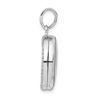 Sterling Silver Rhodium-plated Polished CZ Border 20mm Round Locket view 2